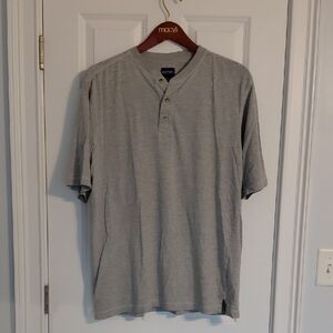 Puritan Men's Gray Short-Sleeve Henley Shirt, Size L